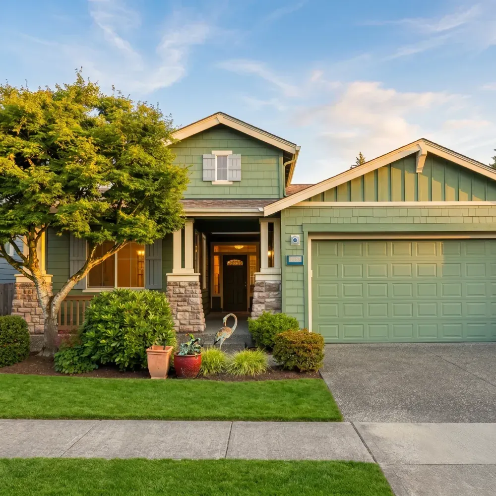 Cornerstone Painting crew at work on a residential exterior